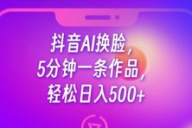 抖音AI换脸，5分钟一条作品，轻...