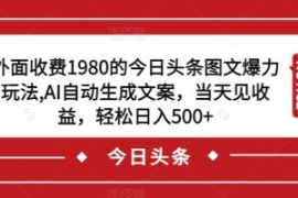 外面收费1980的今日头条图文爆力...