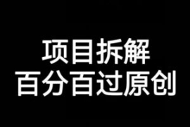 项目拆解赛道百分百过原创【揭秘...
