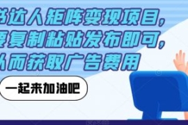 小红书达人矩阵变现项目，只需要...