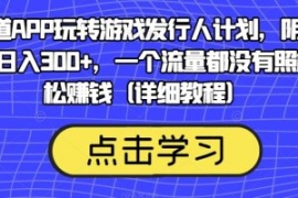 靠渠道APP玩转游戏发行人计划，...