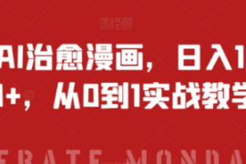 靠AI治愈漫画，日入1000+，从0到...
