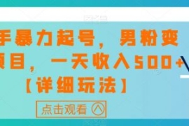 快手暴力起号，男粉变现项目，一...