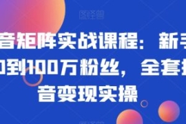 抖音矩阵实战课程：新手从0到100...