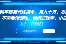 靠和平精英代练接单，月入十万，...