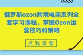 俄罗斯ozon跨境电商系列全套学习...