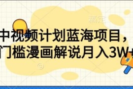 中视频计划蓝海项目，零门槛漫画...