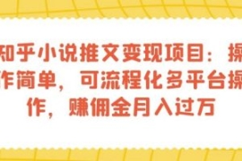 知乎小说推文变现项目：操作简单...